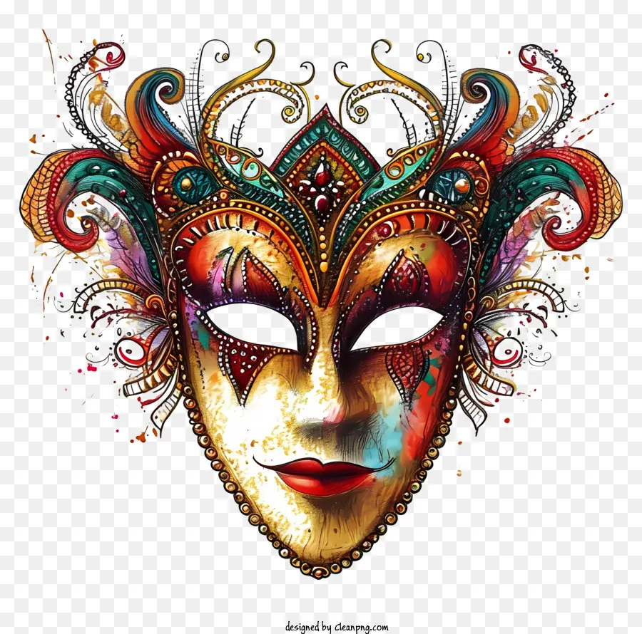 Esboce Máscara De Carnaval，Máscara Colorida PNG