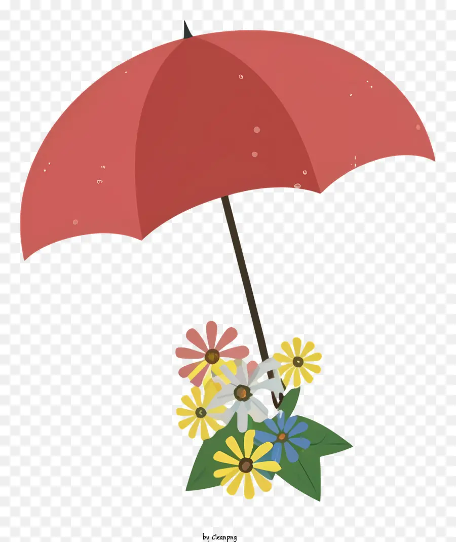 Desenho Animado，Guarda Chuva Com Flores PNG