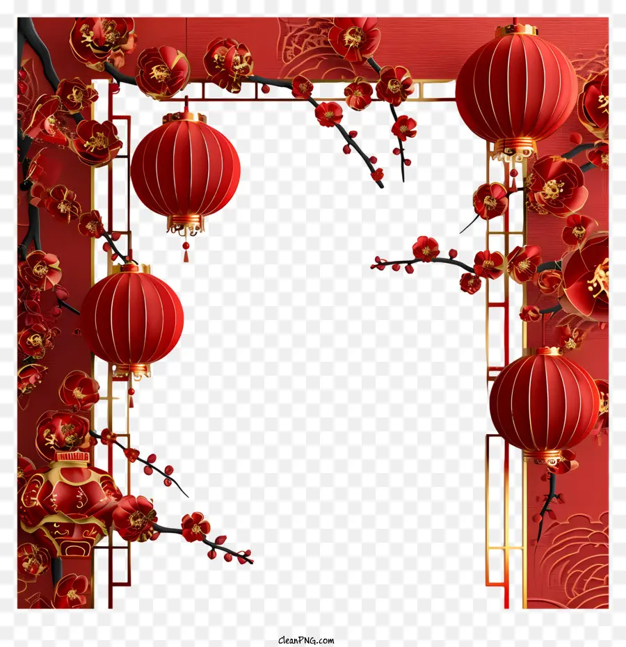 Fronteira Realista Do Ano Novo Chinês 3d，Quadro Decorativo PNG