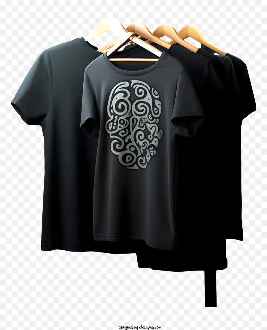 Camiseta Preta Estilo Doodle No Cabide，Camisa Preta PNG