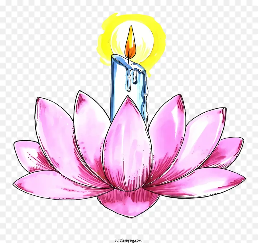 Dia De Bodhi，Vela Com Lótus Rosa PNG