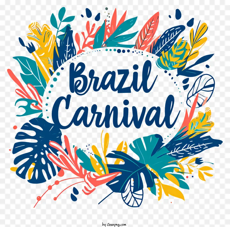 Brasil Carnaval，Design Floral Azul E Amarelo PNG