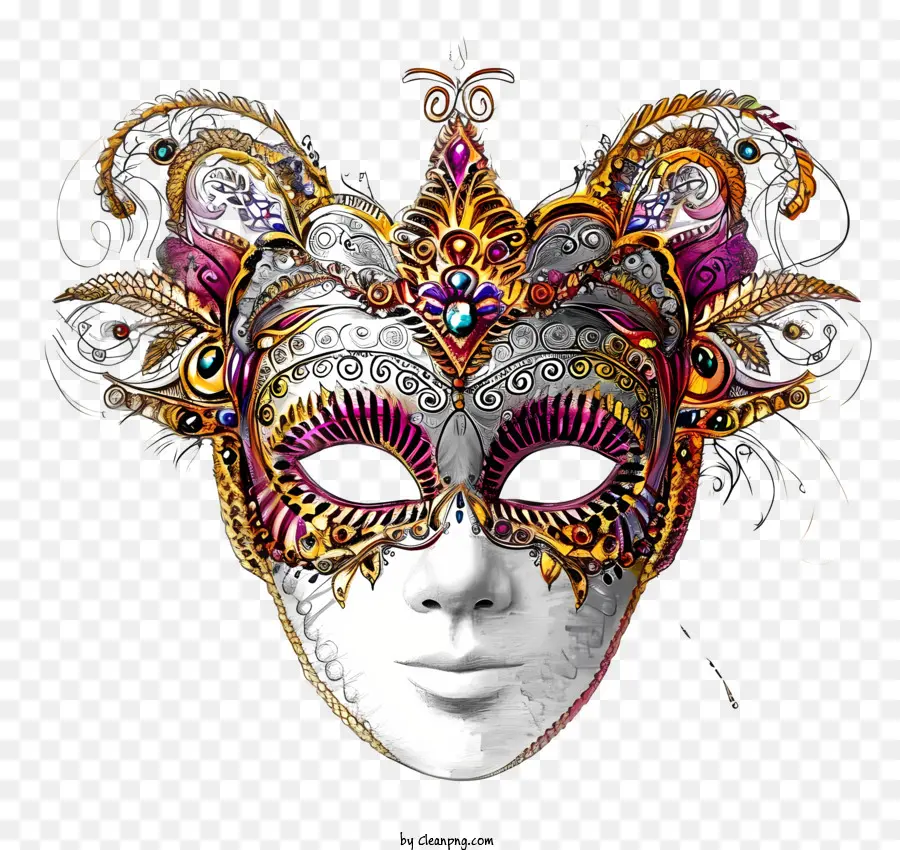 Esboce Máscara De Carnaval，Máscara Masquerade PNG