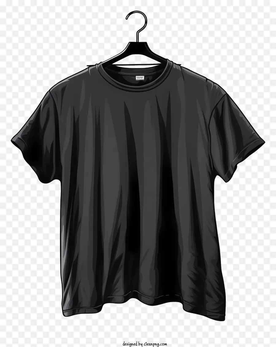 Camiseta Preta De Estilo Desenhado à Mão No Cabide De Pano，Preto Tshirt PNG