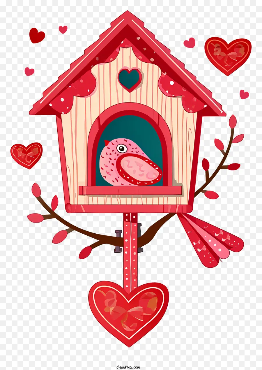 Ilustração Vetorial Plana Minimalizada，Valentine Bird House PNG