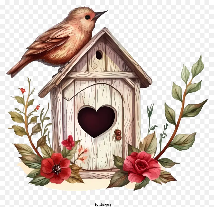 Emoji Da Casa De Pássaros Dos Namorados，Pintura Em Aquarela PNG