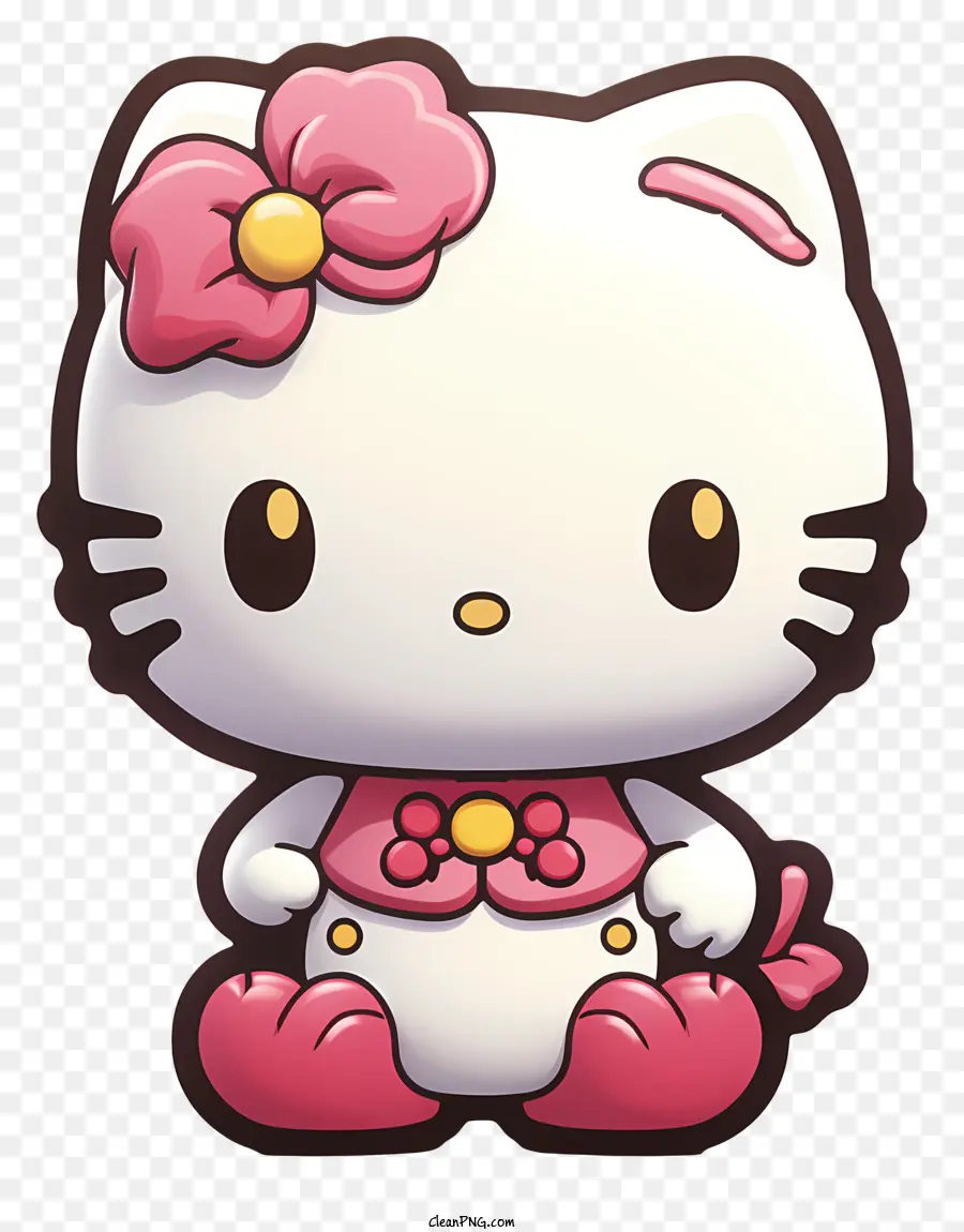 Hello Kitty，Laço Rosa PNG
