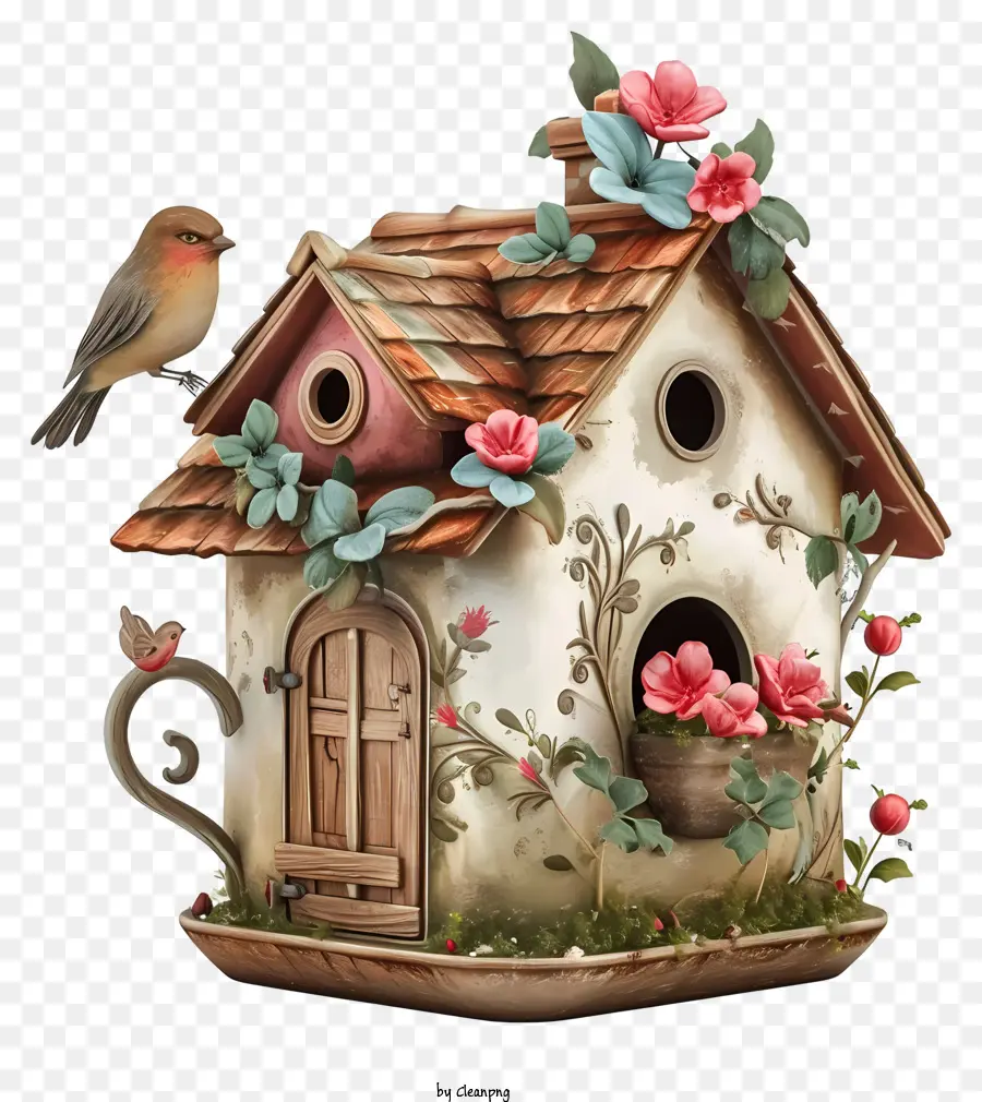 Casa De Pássaros Dos Namorados Realista，Bird House PNG