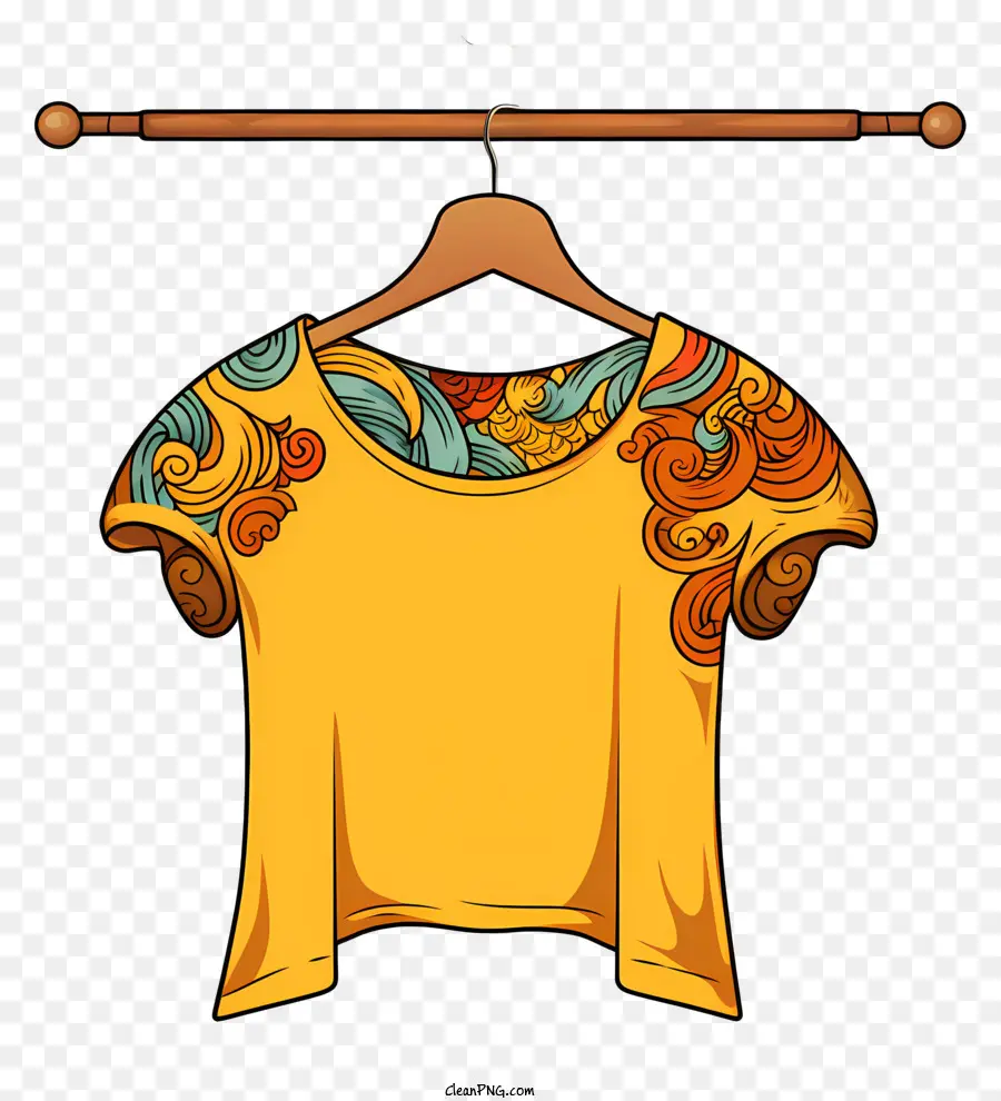 Camiseta De Estilo Doodle No Cabide，Camisa Amarela PNG