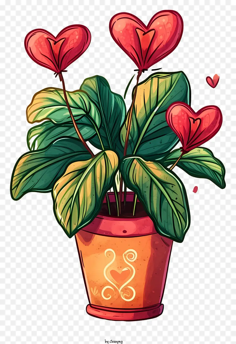 Planta Dos Namorados De Desenho Animado，Vaso De Flores De Cerâmica PNG