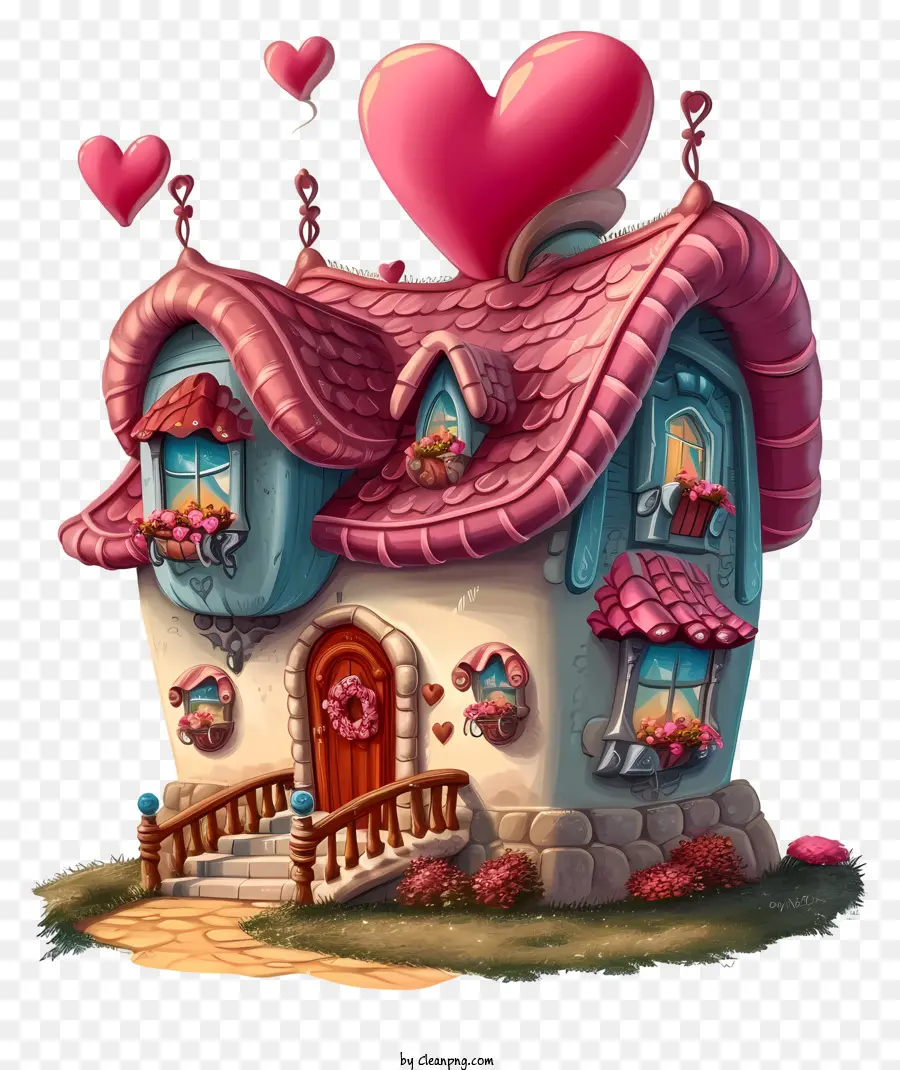 Casa Dos Namorados Do Desenho Animado，Cottage Fofo PNG