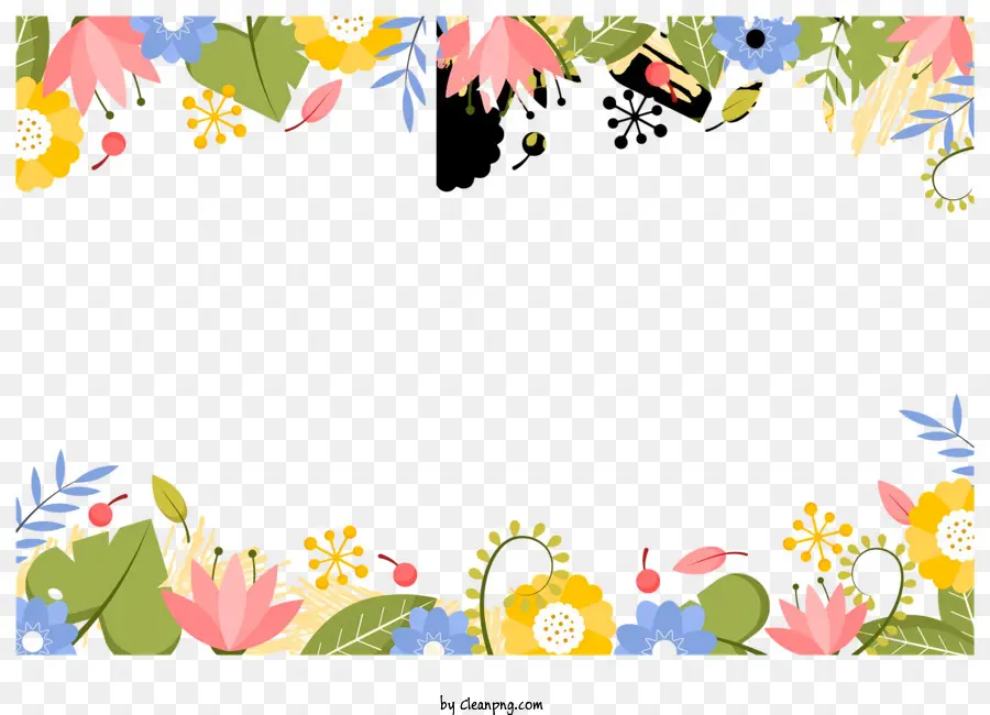 Desenhado A Mão Photo Frame，Floral Moldura PNG