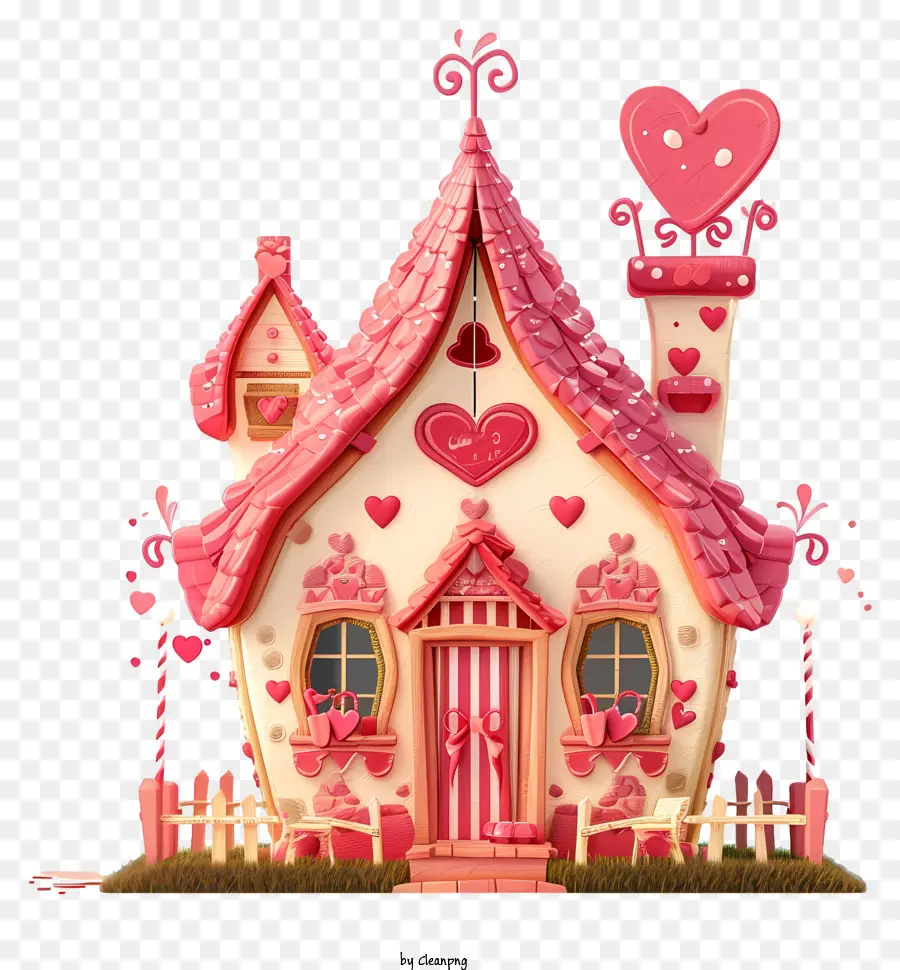 Casa Dos Namorados Planos，Cottage Em Forma De Coração Rosa PNG