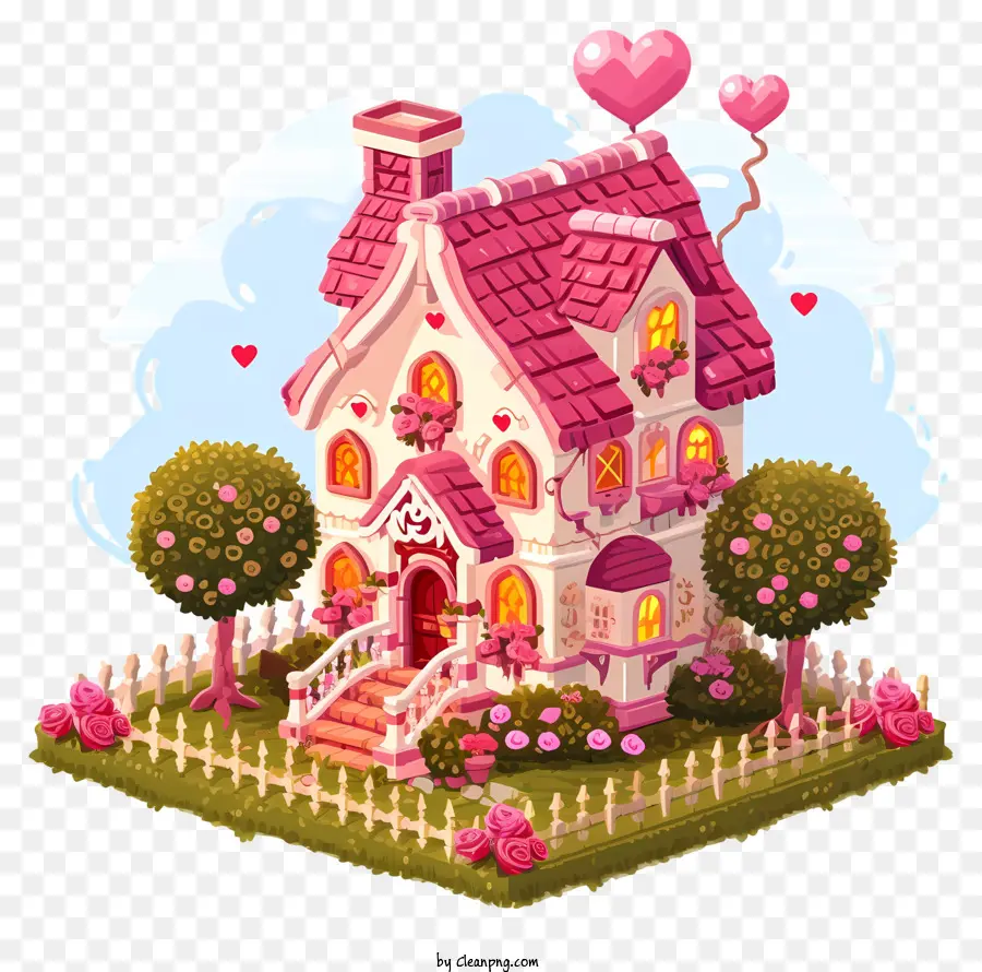 Emoji Da Casa Dos Namorados，Casa Cor De Rosa PNG
