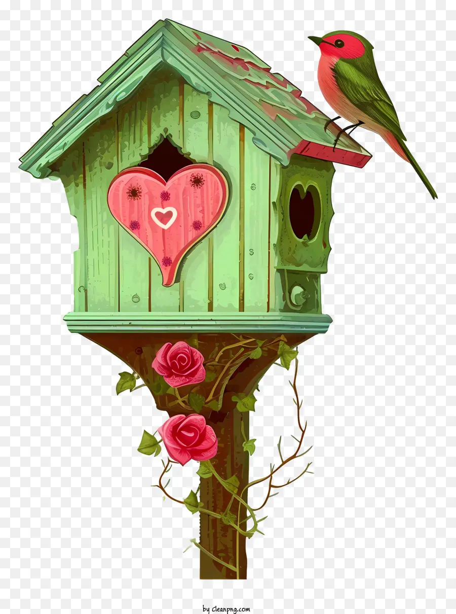 No Estilo Da Ilustração Romântica，Valentine Bird House PNG