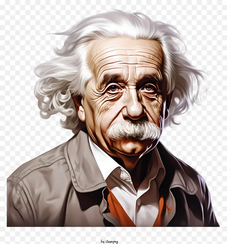 Retrato Realista Do Estilo 3d Albert Einstein，Homem Com Cabelo Branco PNG