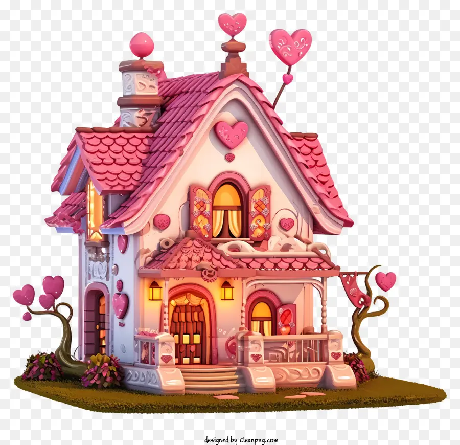 Emoji Da Casa Dos Namorados，Casa Rosa PNG