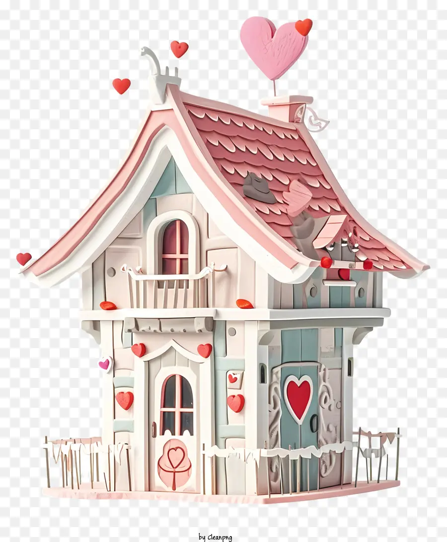 Pastel Valentine House，Casa De Madeira Branca PNG