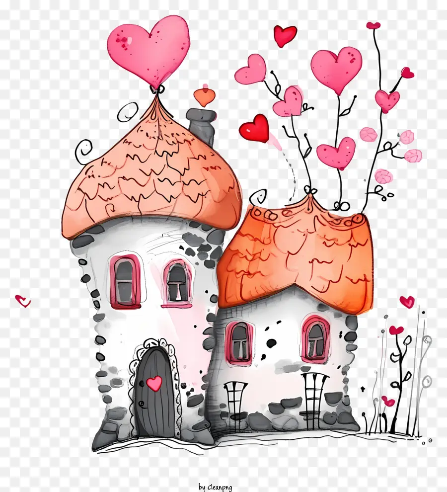 Doodle Valentine House，Pequeno Edifício PNG