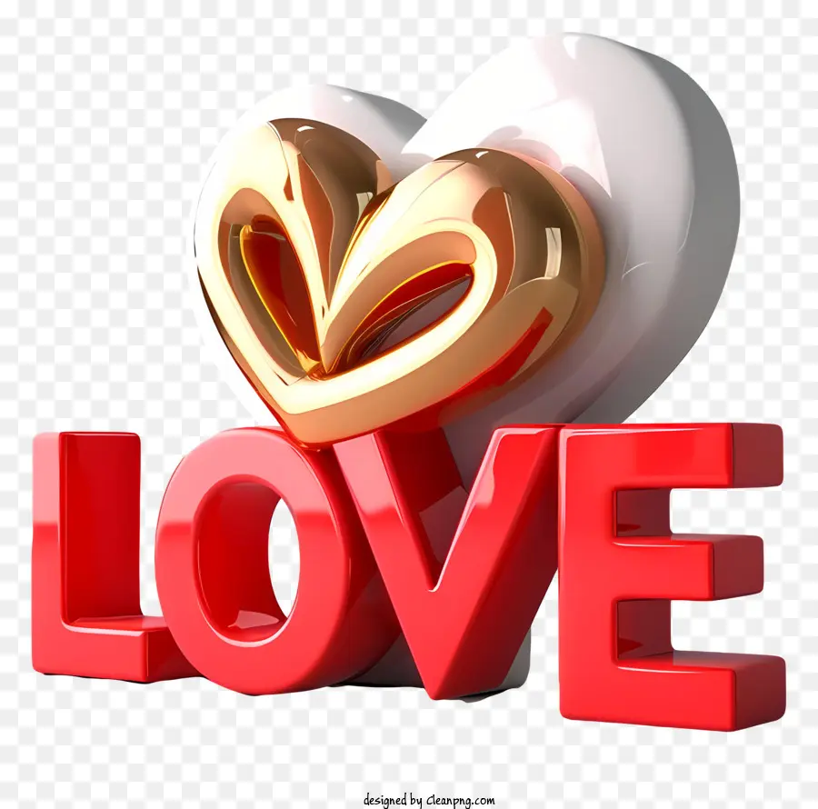Texto 3d Realista Amor，Corações PNG