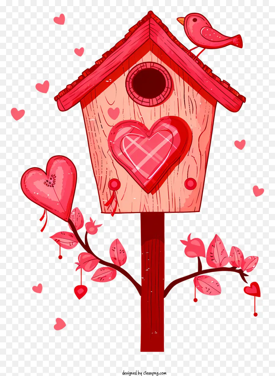 Ilustração Vetorial Plana Minimalizada，Valentine Bird House PNG