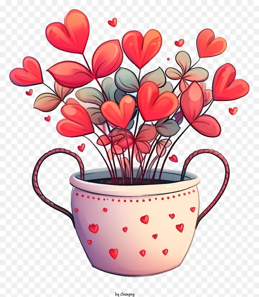 Ícone De Plantas Dos Namorados，Vaso Com Corações PNG