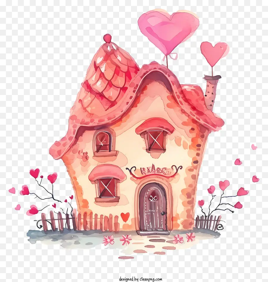 Doodle Valentine House，Cartoon Casa PNG