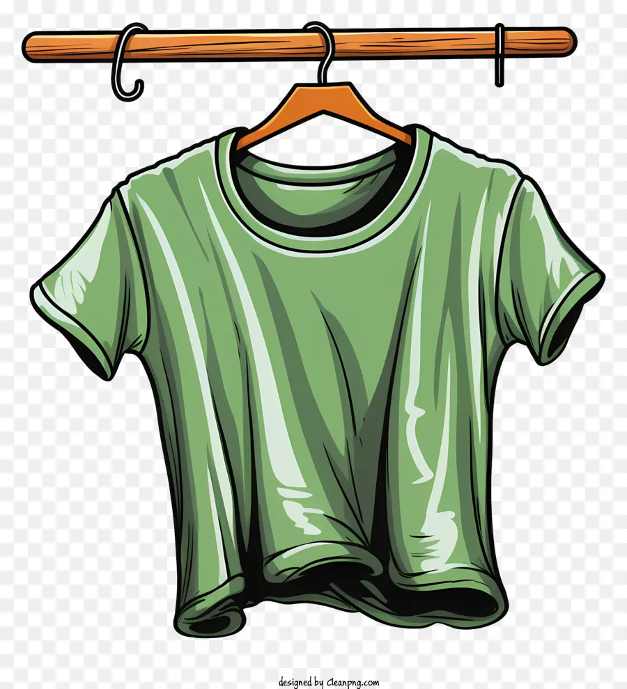 Camiseta No Cabide De Pano，Verde Tshirt PNG