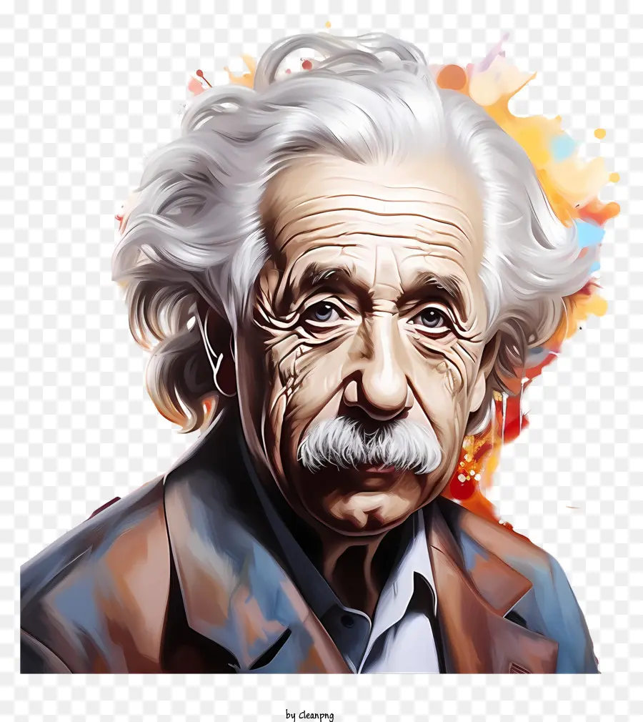 Tintas Multicoloridas Albert Einstein Retrato，Homem PNG