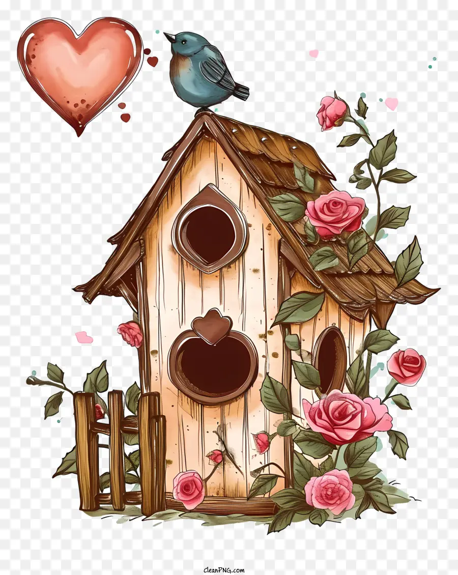 Casa De Pássaros Dos Namorados Desenhados à Mão，Chete Birdhouse PNG