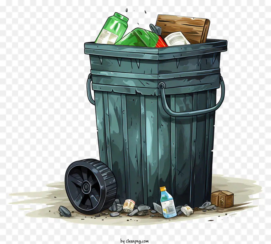 Lixo Em Aquarela Lata，Garbage Can PNG