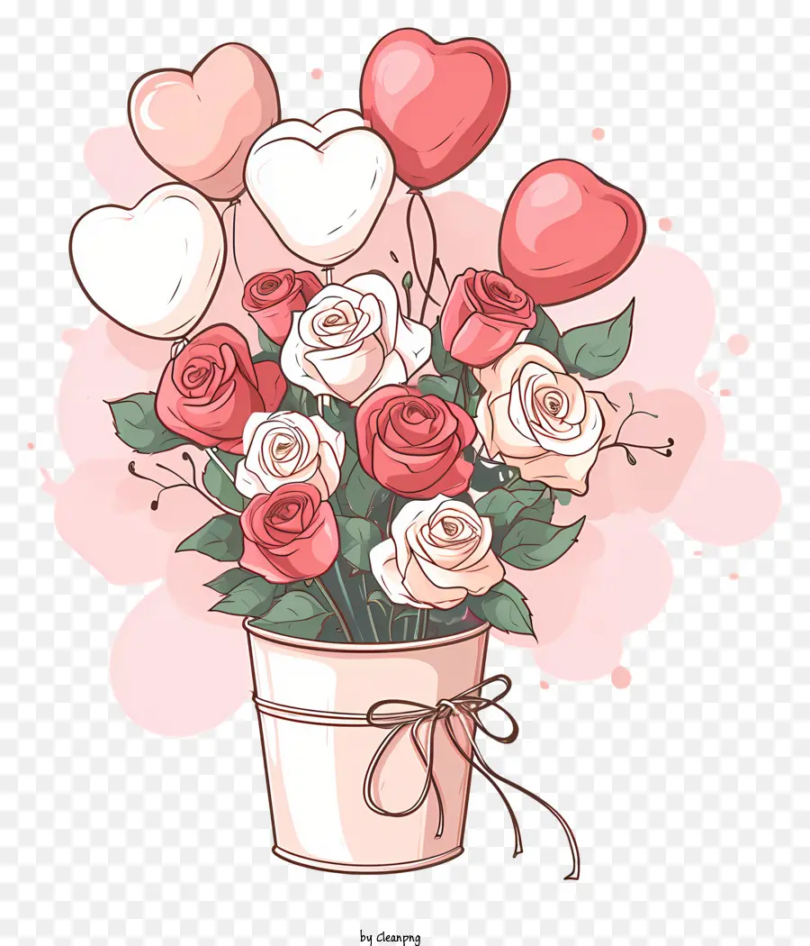 Valentine Elementos，Rosas Vermelhas E Brancas PNG