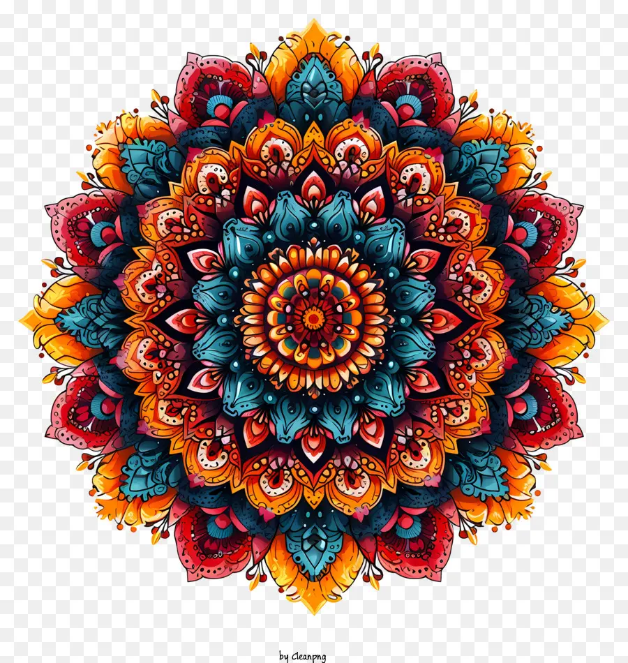 Mandala，Padrão Circular De Flores PNG
