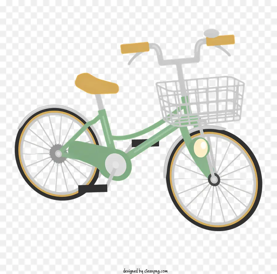 Bicicleta Verde，Bicicleta Com Cesta PNG