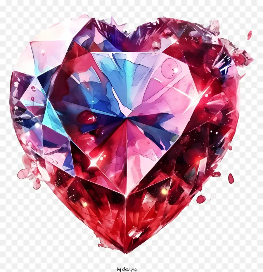 Diamante De Coração De Namorado Em Aquarela，Coração Quebrantado PNG