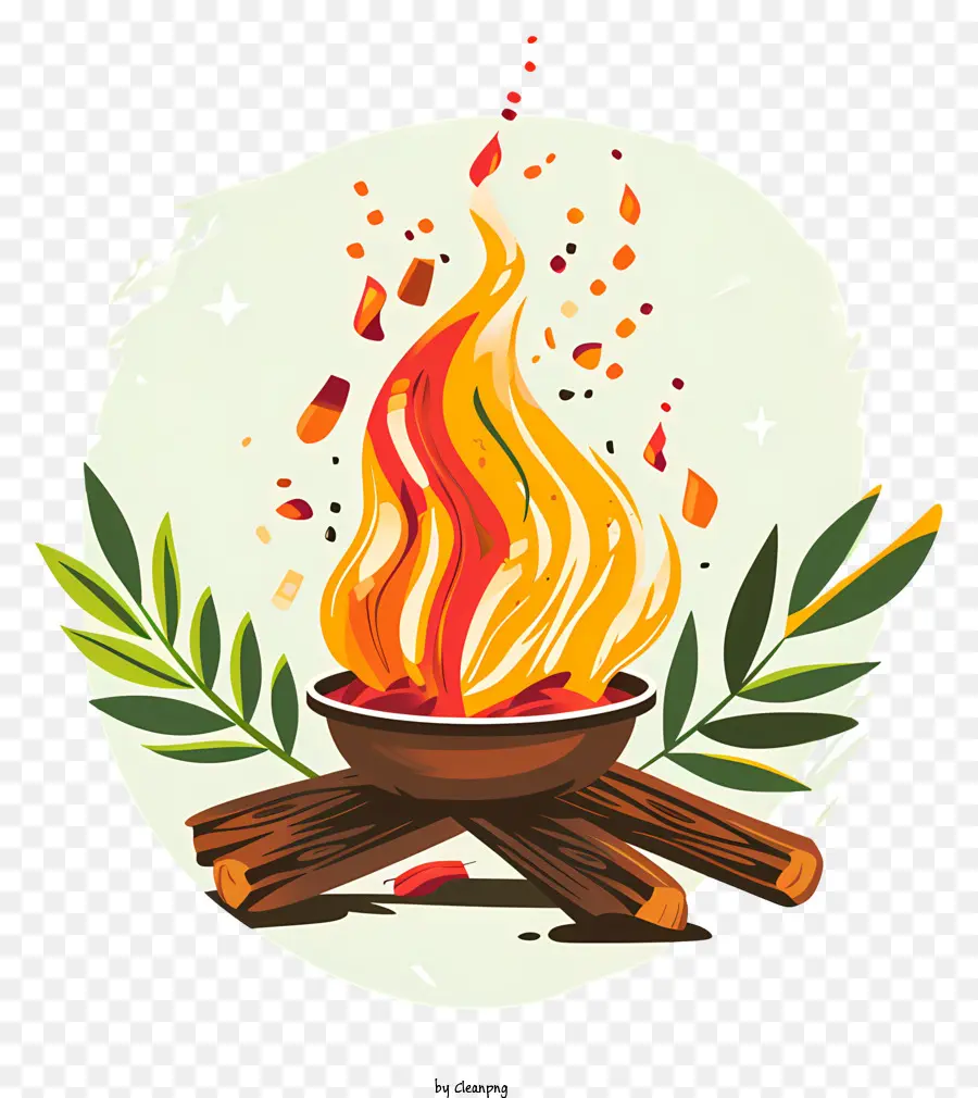 Lohri，Fogueira à Noite PNG