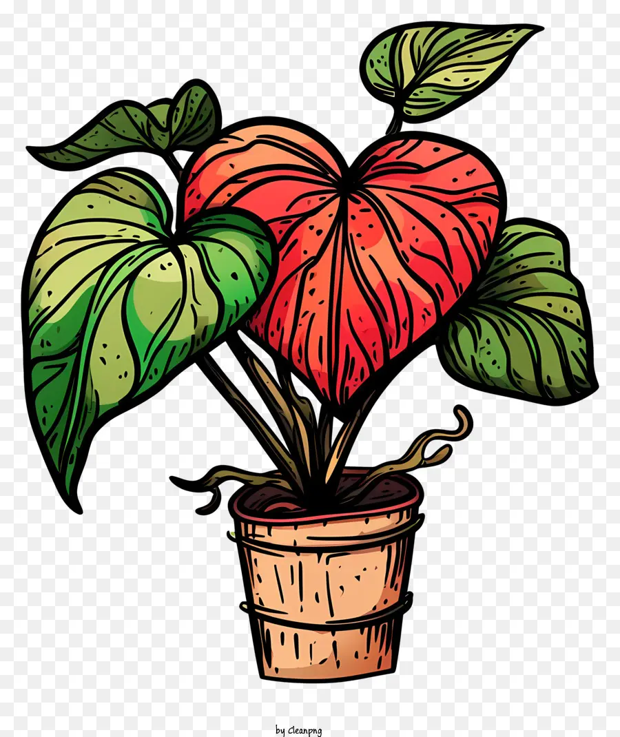 Planta De Namorado Desenhada à Mão，Grande Planta Em Vasos PNG