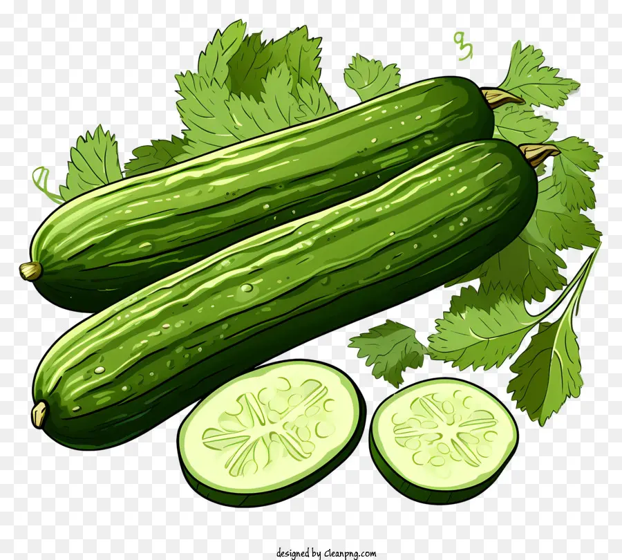 Pepino Estilo Doodle，Pepinos Verdes PNG