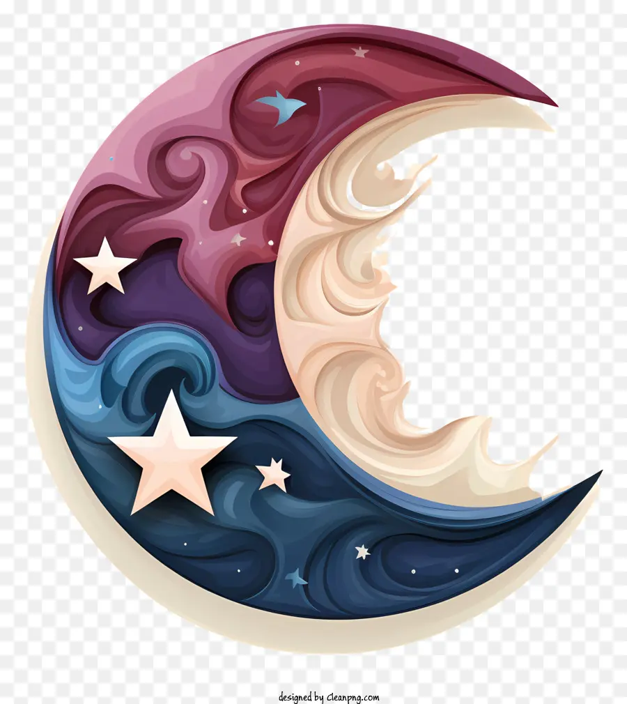 Tintas Multicoloridas Moon And Star，Lua PNG