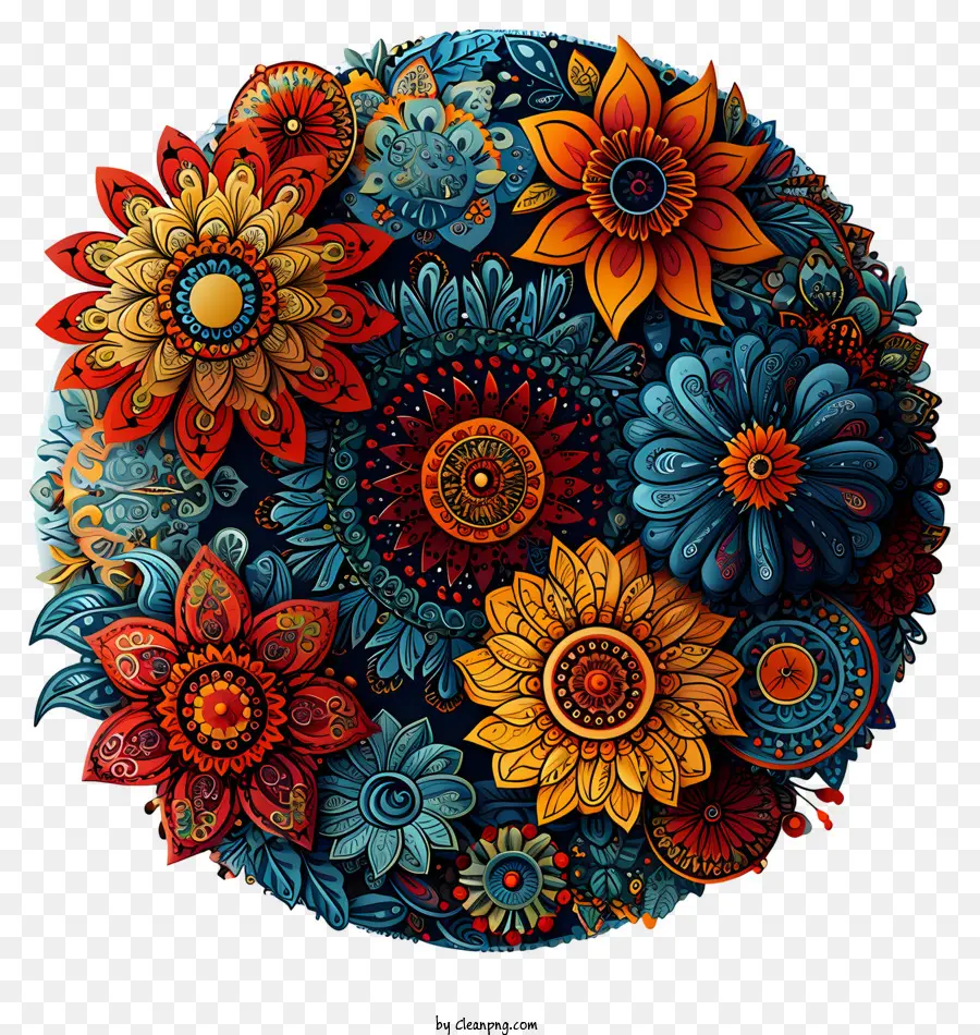 Mandala，Vários Tipos De Flores PNG