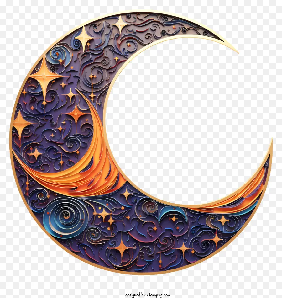 Tintas Multicoloridas Moon And Star，Lua Crescente PNG