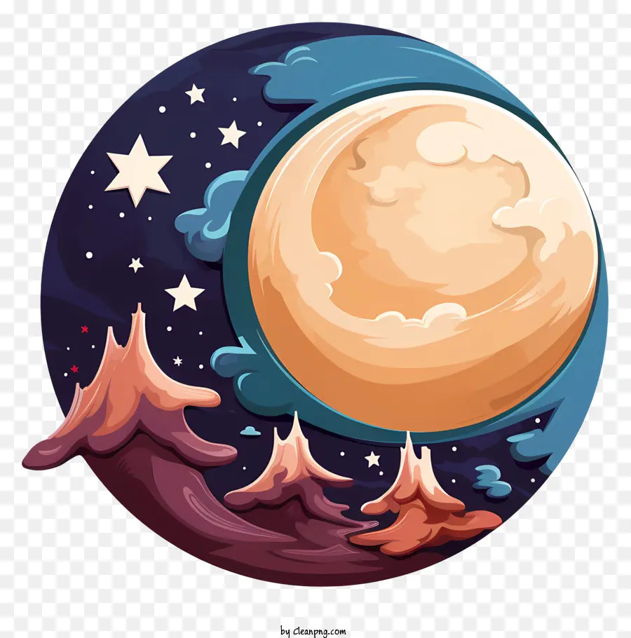Tintas Multicoloridas Moon And Star，Noite De Céu PNG