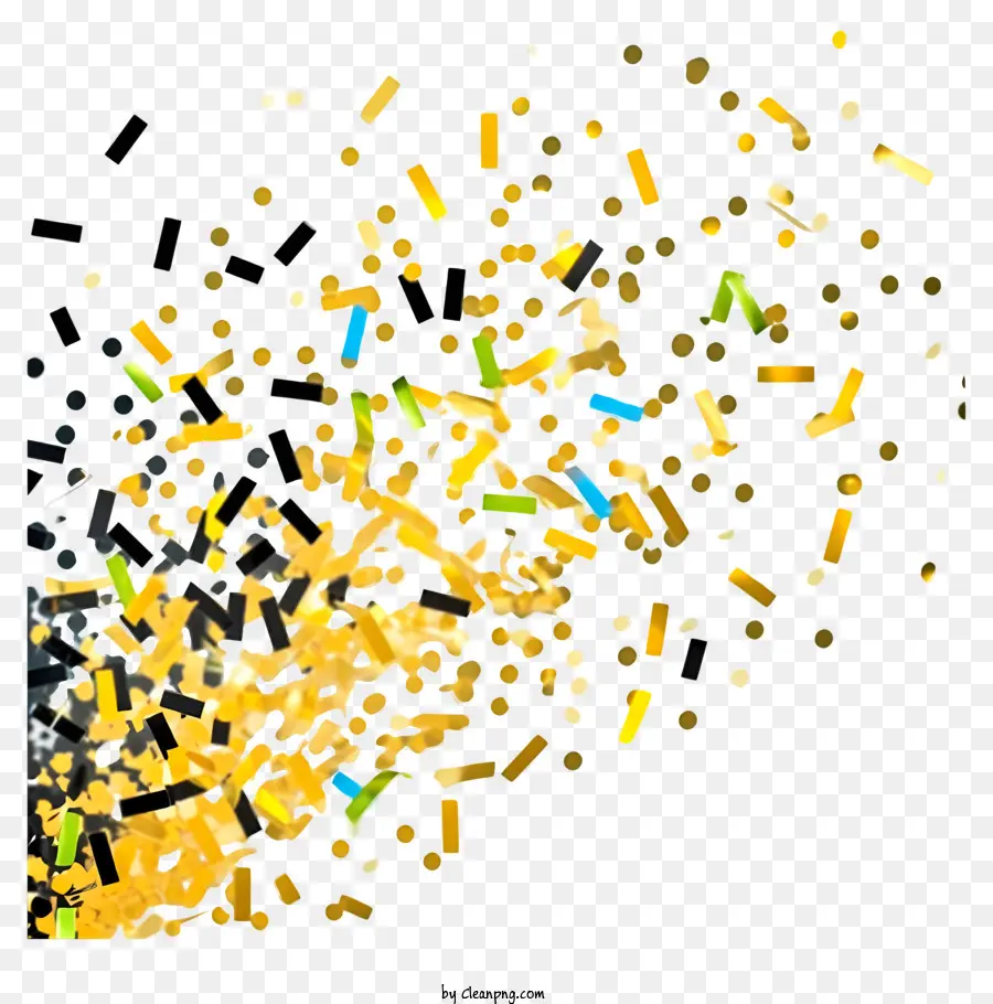 Confete Dourado E Preto，Confetes Coloridos PNG