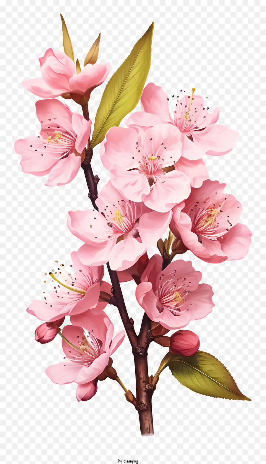Blossom De Filial De Cereja Plana，Árvore Da Flor Rosa PNG