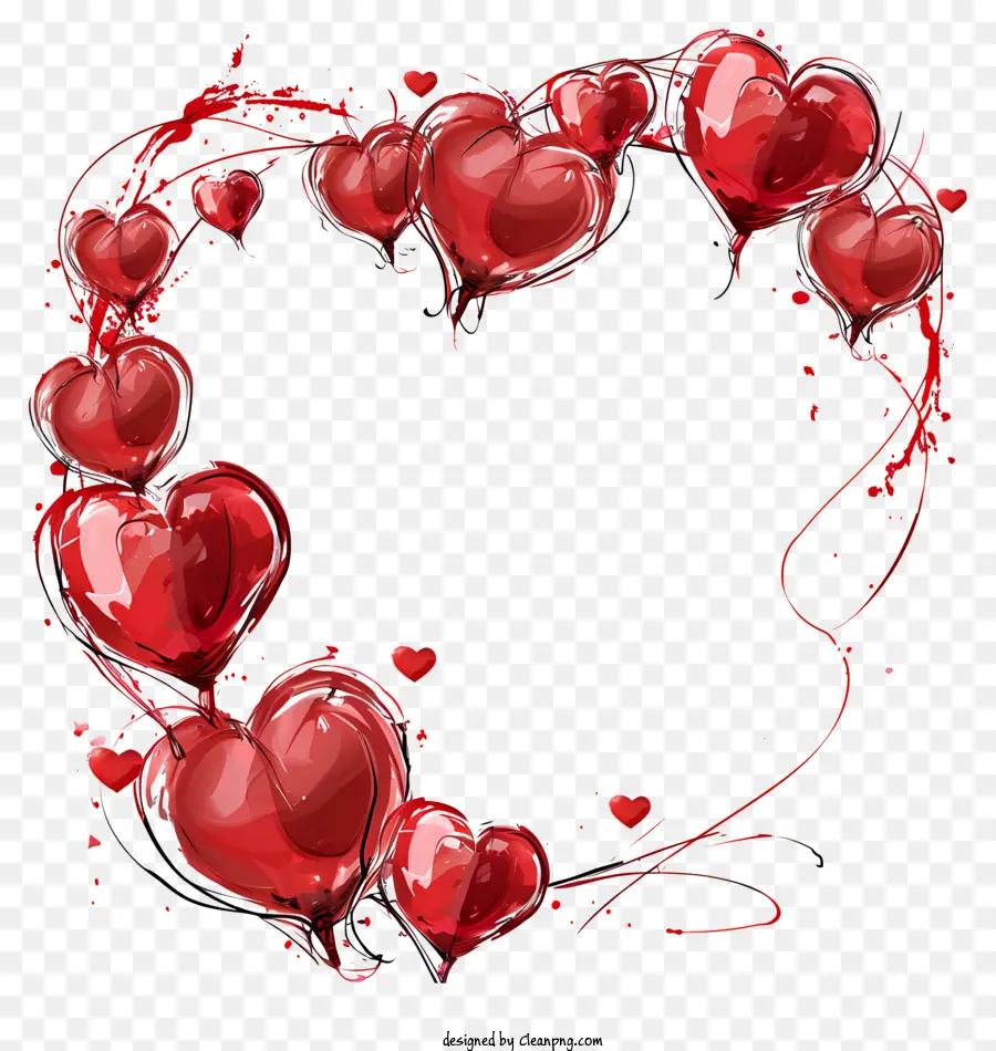 Valentine Quadro，Balões Vermelhos PNG