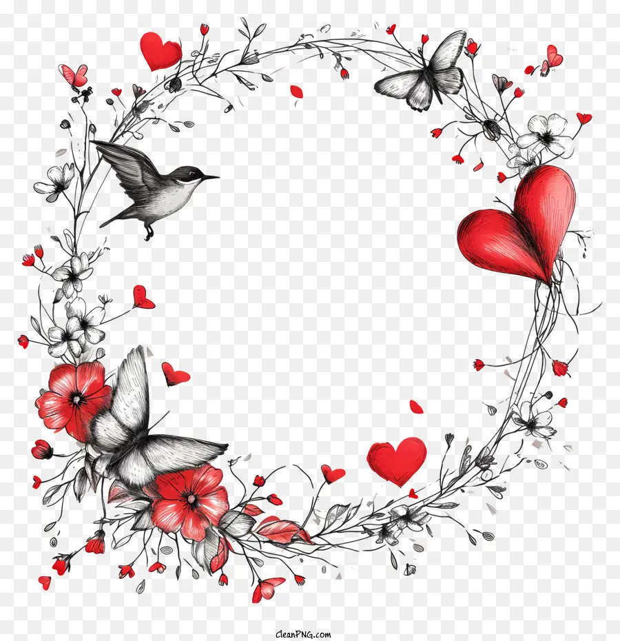 Valentine Quadro，Coroa De Flores Decoração PNG