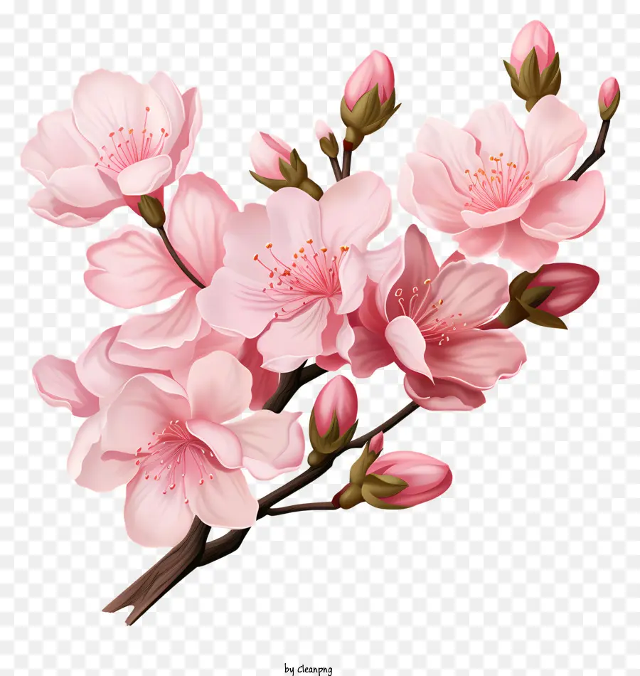 Galhos E Flores De Sakura，Flor De Cerejeira PNG