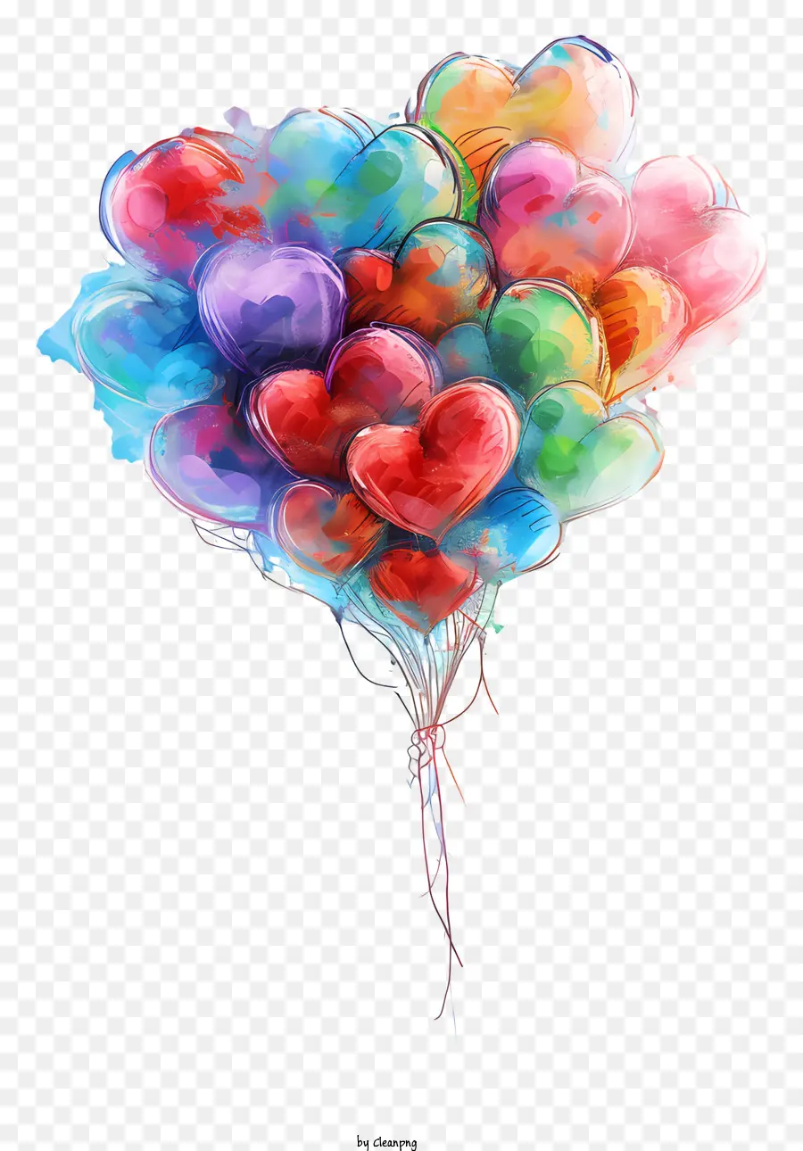 Fazer Seus Sonhos Vir Verdadeiro Dia，Cluster De Balão Em Forma De Coração PNG