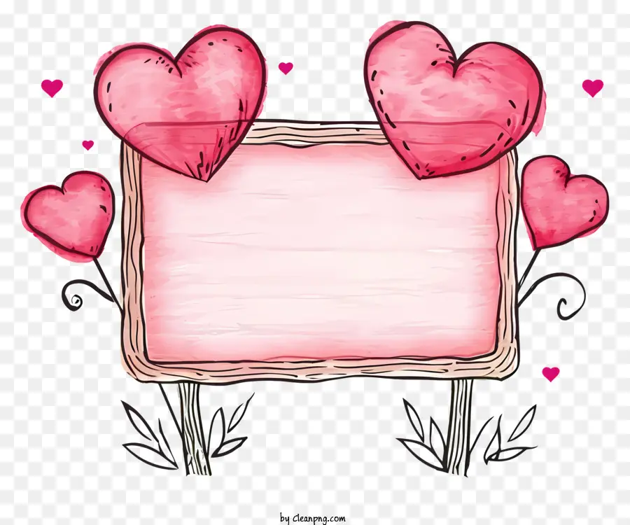 Placa De Sinal De Namorado Desenhada à Mão，Placa De Sinal De Coração Rosa PNG