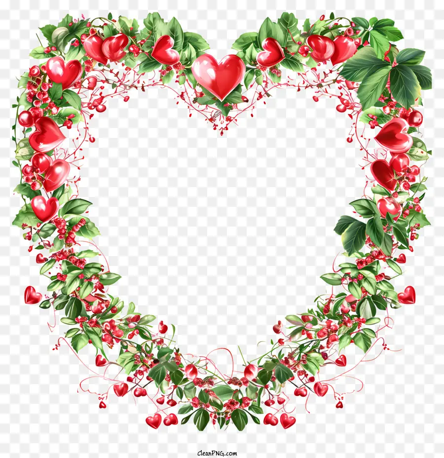 Valentine Quadro，Coração Em Forma De Coroa De Flores PNG
